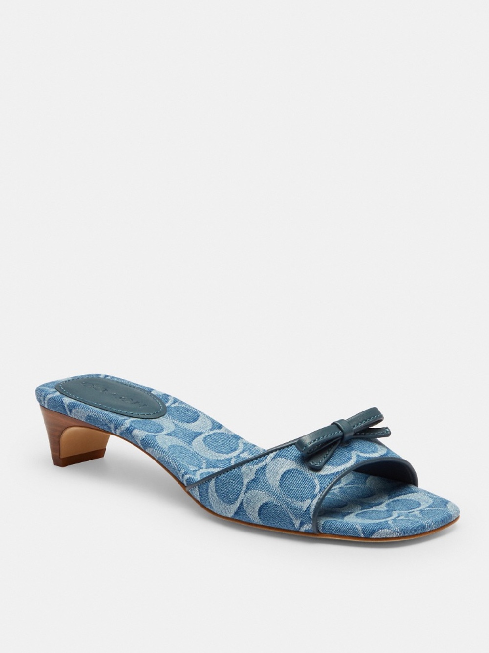 New Coach💙🩵Bow Kitten Heel Sandal In Signature Denim